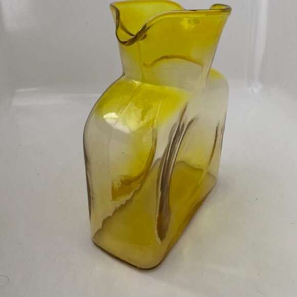 RARE! VINTAGE Blenko Handblown Glass 384 Lemon Yellow Water Bottle Pitcher - Picture 3 of 11